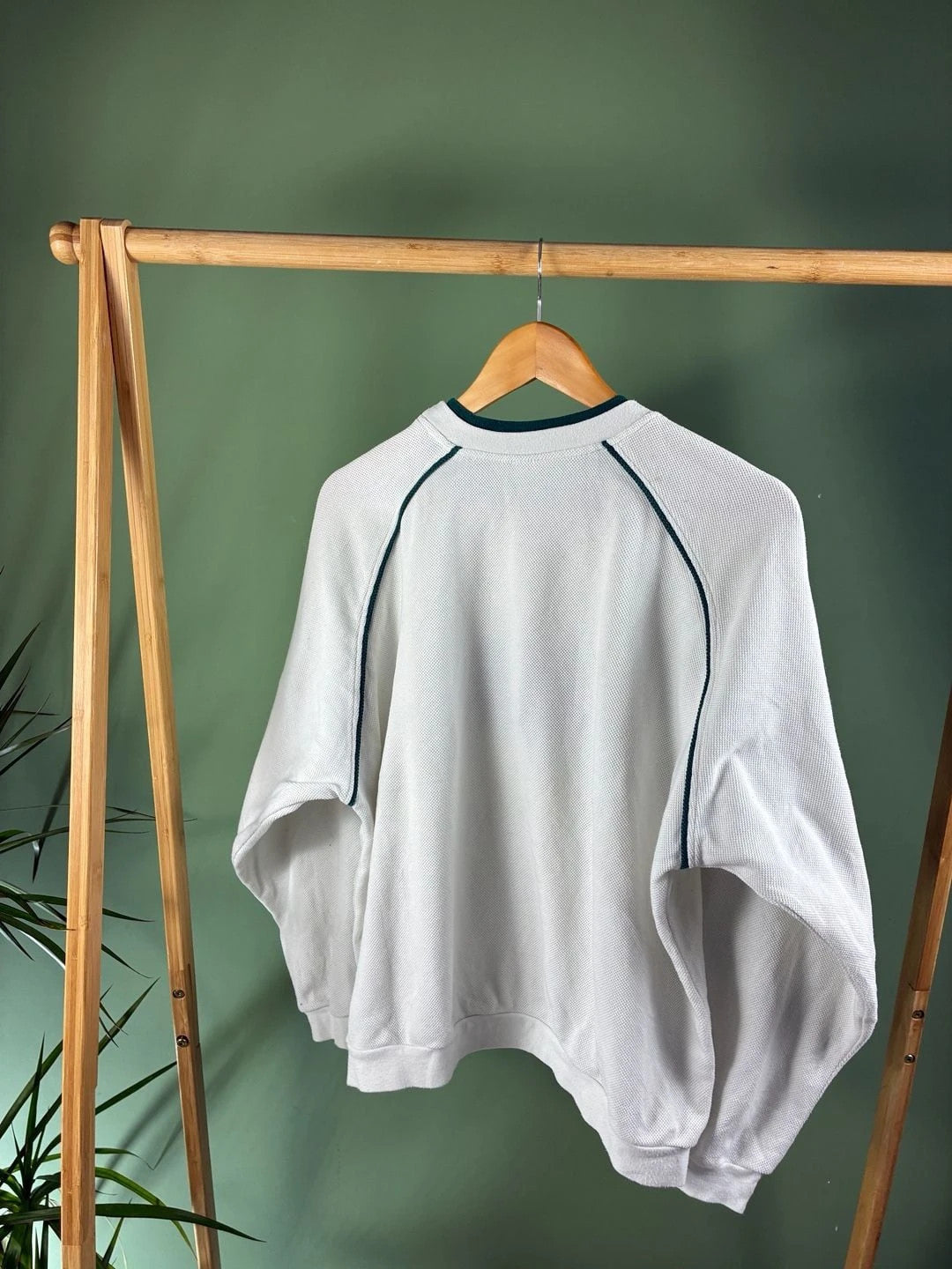 Vintage 90s Lotto Waffle Knit Crewneck Sweatshirt White Green