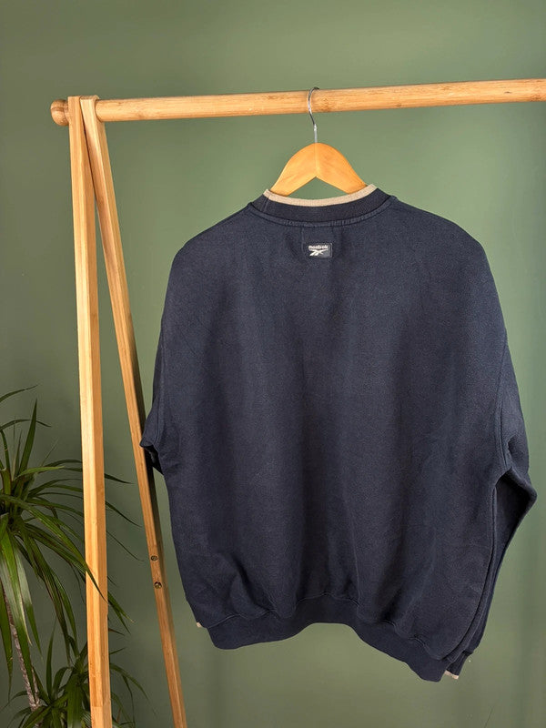 Vintage 90s Reebok sweater maat S blauw heren