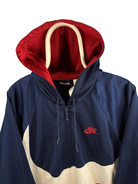 Vintage 90s Nike hooded track jack maat L blauw heren