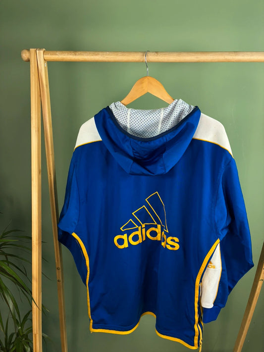 Vintage Adidas 90s hooded track jack maat M blauw heren