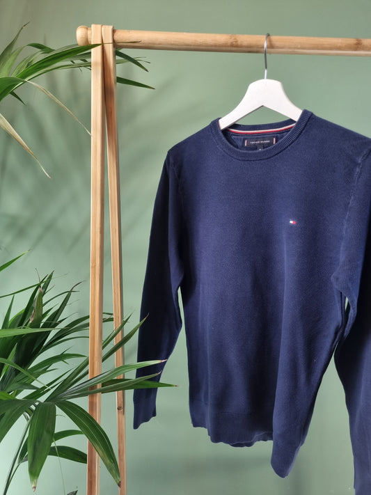 Tommy Hilfiger Chest Logo Sweater Heren | Blauw | Maat M