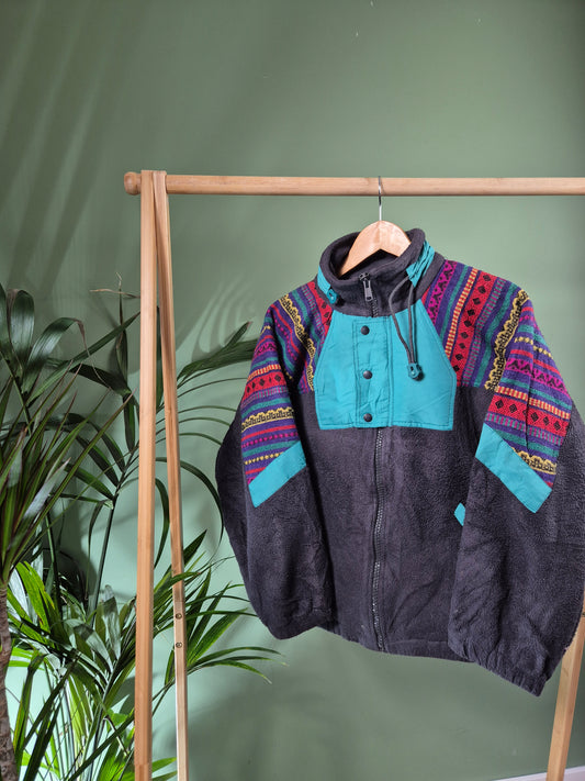 Vintage 90s Crazy Fleece Trui Dames | Grijs | S