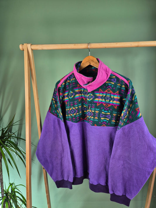 Crazy Fleece 90s Sweater Dames | Paars | Maat L