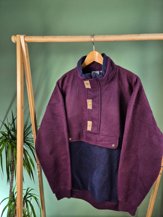 90s Fleece Quarter Zip Sweater Heren | Wijnrood | Maat XL