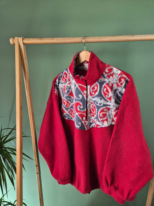 Crazy 90s Fleece Oversized Sweater Dames | Rood | Maat M
