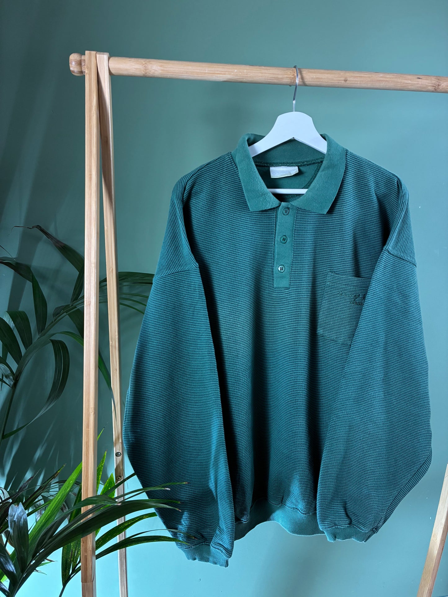 Adidas 80s thin stripe polo sweater maat L