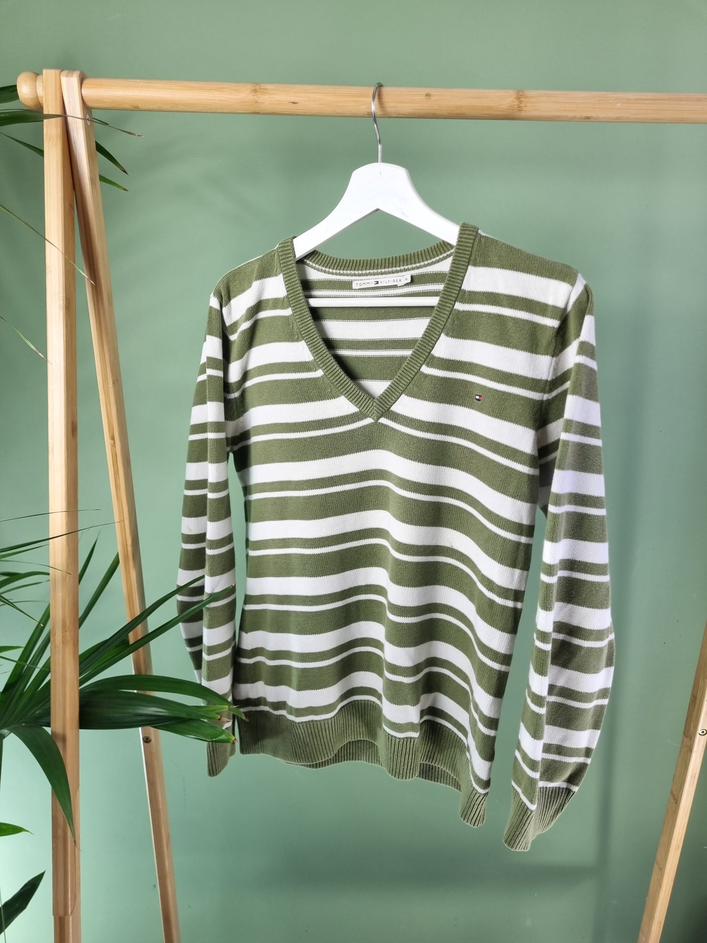 Tommy Hilfiger Gestreepte Trui Dames | Groen | Maat XL
