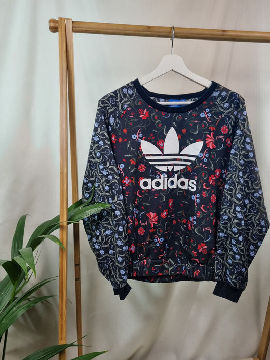 Adidas all over flower print sweater maat XS