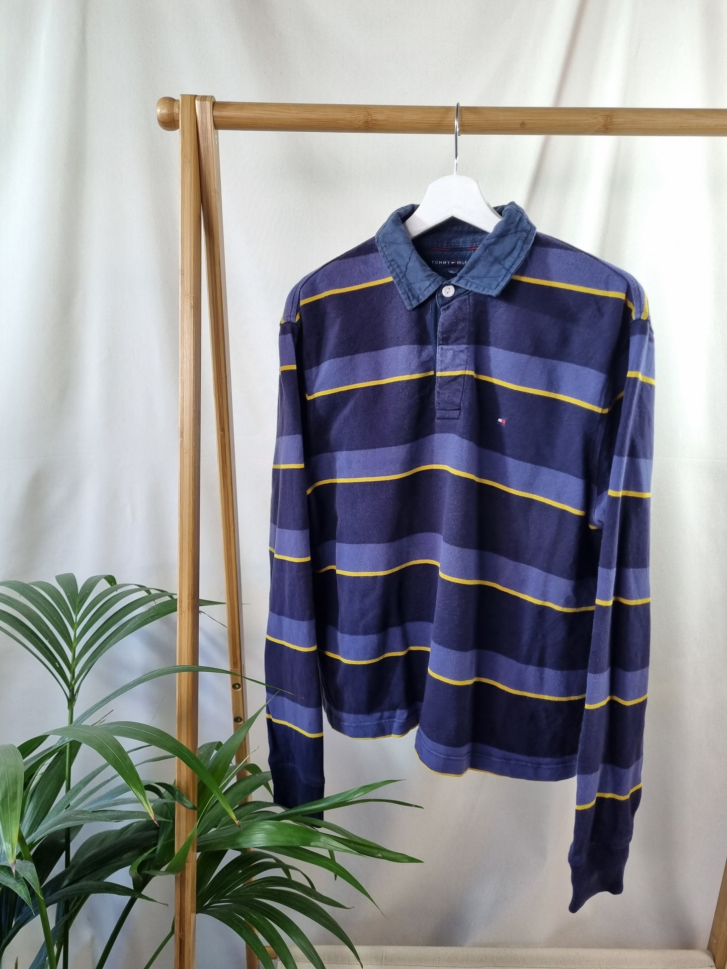Tommy Hilfiger striped LS polo maat M