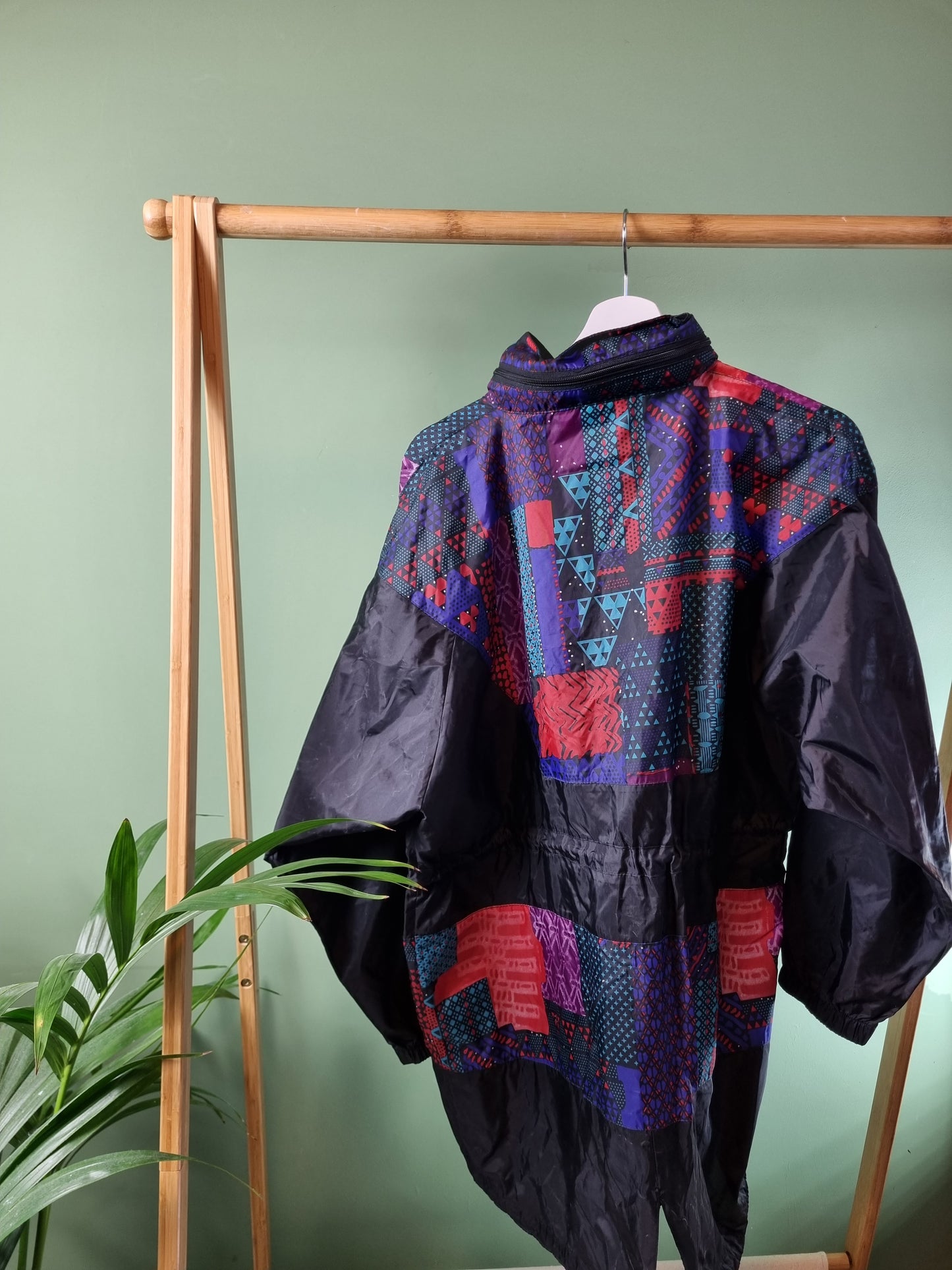 Vintage 80s/90s kleuren regenjas maat M