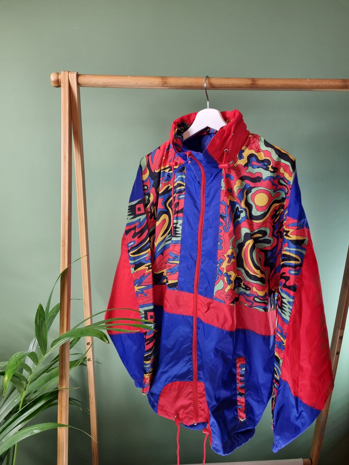 Vintage 80s/90s kleuren regenjas maat M