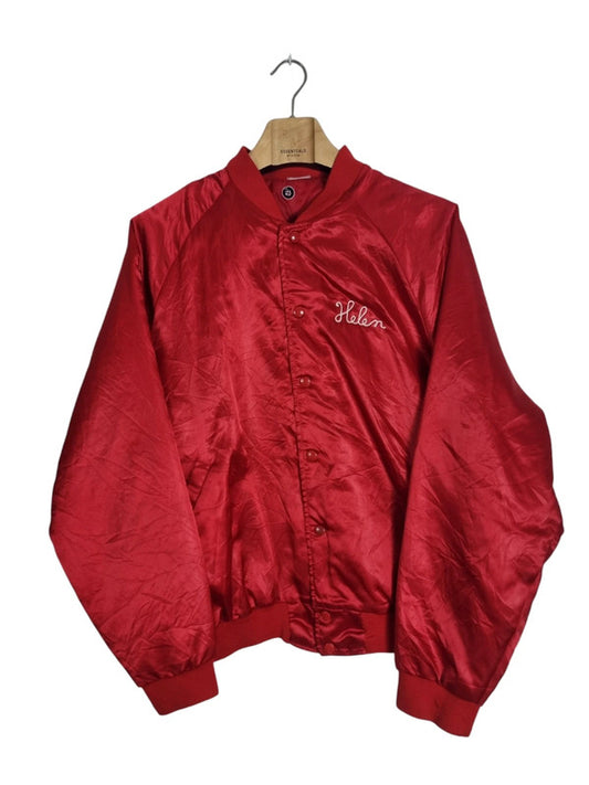 Satijnen University Bomber Jacket Heren — Oversized