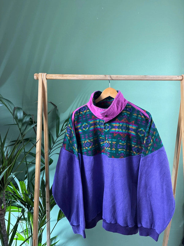 Vintage 90s crazy fleece trui maat L