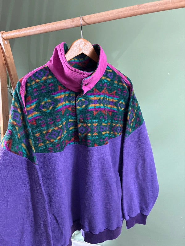 Vintage 90s crazy fleece trui maat L