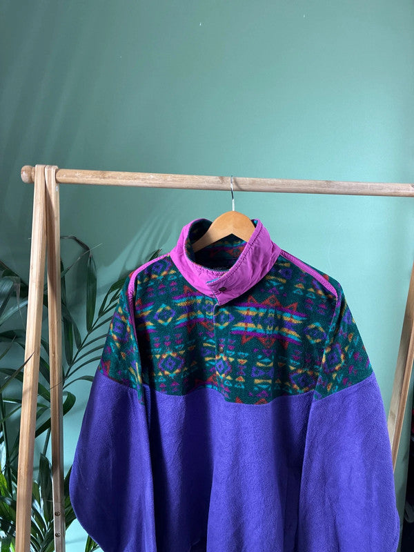 Vintage 90s crazy fleece trui maat L