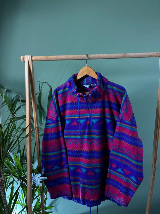 Vintage 90s Crazy Fleece Trui Heren | XL