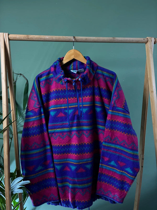 Vintage 90s crazy fleece trui maat XL