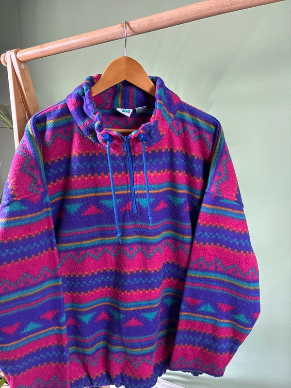 Vintage 90s crazy fleece trui maat XL