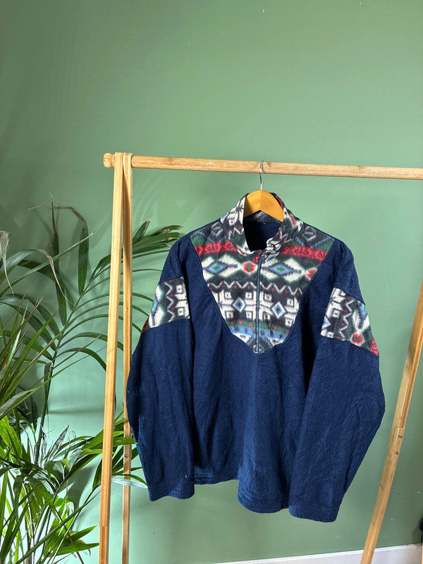 Vintage 90s crazy fleece trui maat L