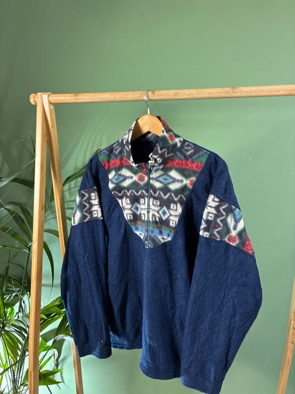 Vintage 90s crazy fleece trui maat L