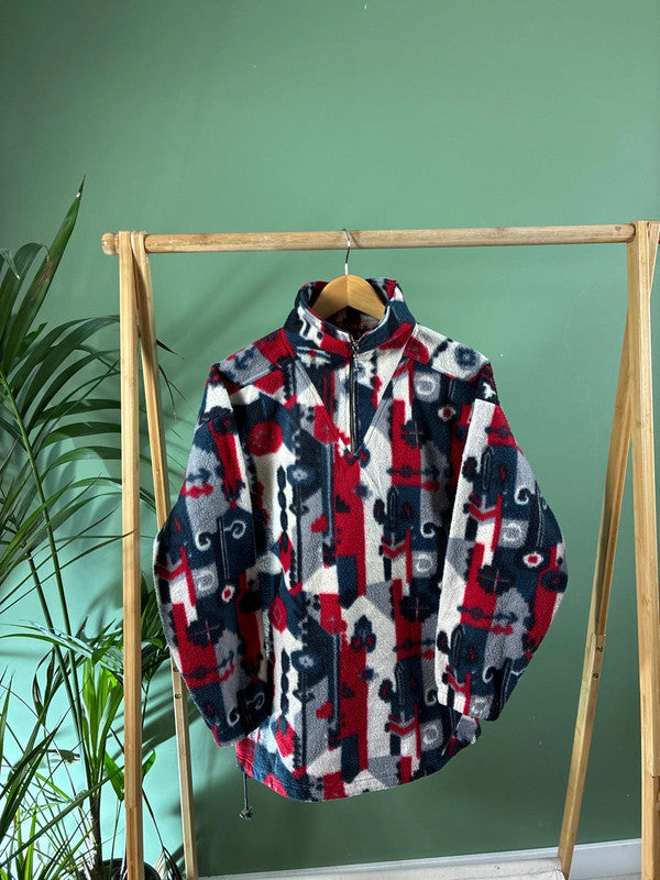 Vintage 90s style crazy fleece trui maat L