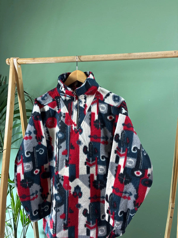 Vintage 90s style crazy fleece trui maat L