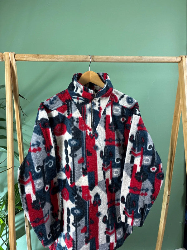 Vintage 90s style crazy fleece trui maat L