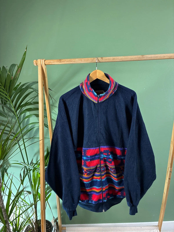 Vintage 90s crazy fleece zipper maat L
