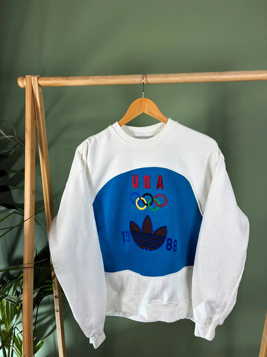 Vintage Adidas USA 88 rework sweater maat M
