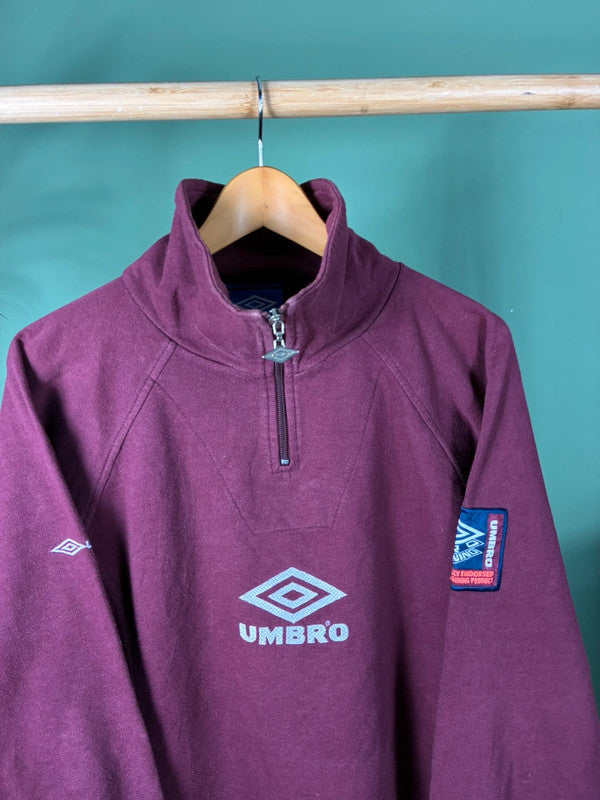 Vintage 90s Umbro quarter zip sweater maat M