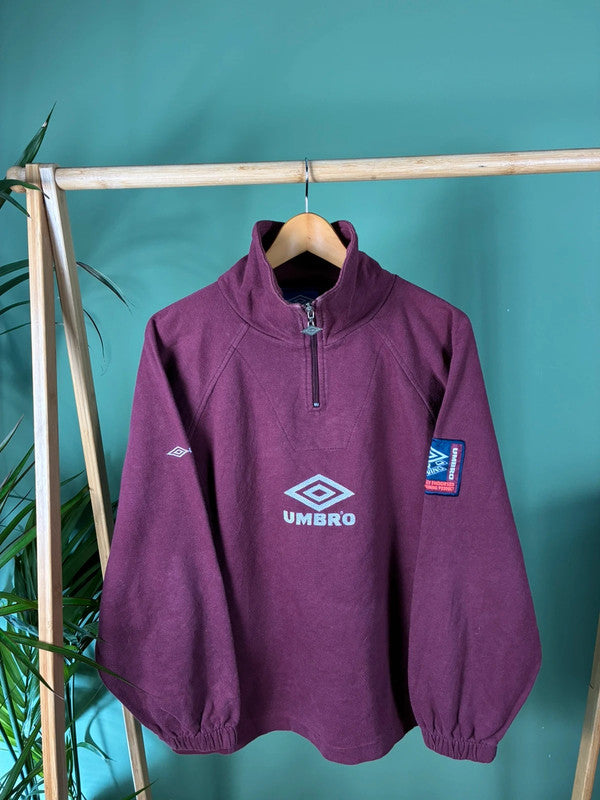 Vintage 90s Umbro quarter zip sweater maat M
