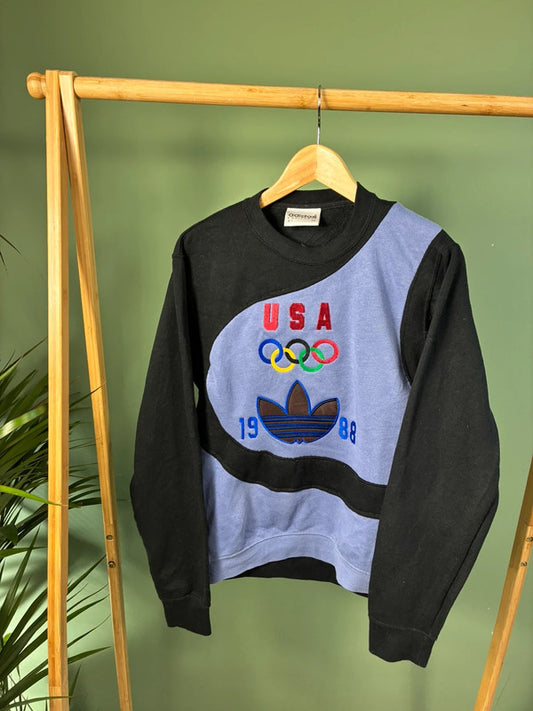Vintage Adidas 88 rework sweater maat XS