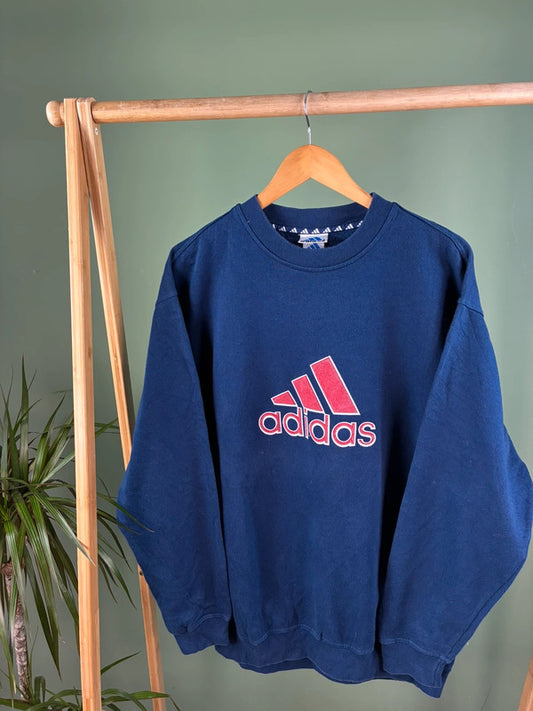 Adidas RARE 90s Front Logo Sweater Heren | Blauw | Maat M