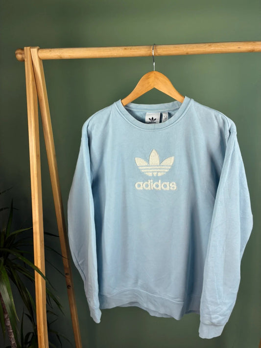 Adidas Front Logo Sweater Heren | Blauw | Maat M