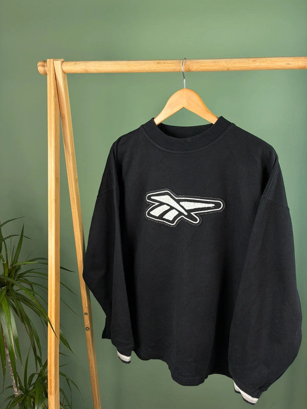 Reebok 90s front logo sweater maat M zwart heren