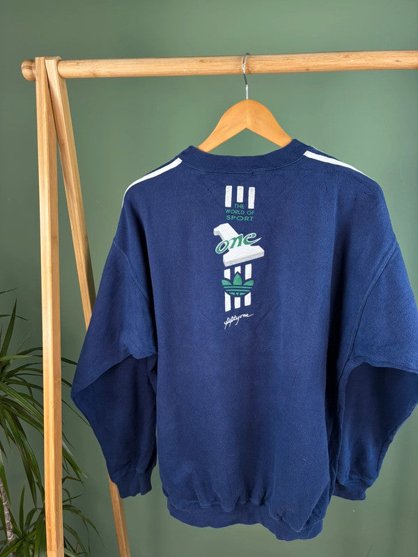 Vintage RARE Adidas 90s sweater maat M blauw heren