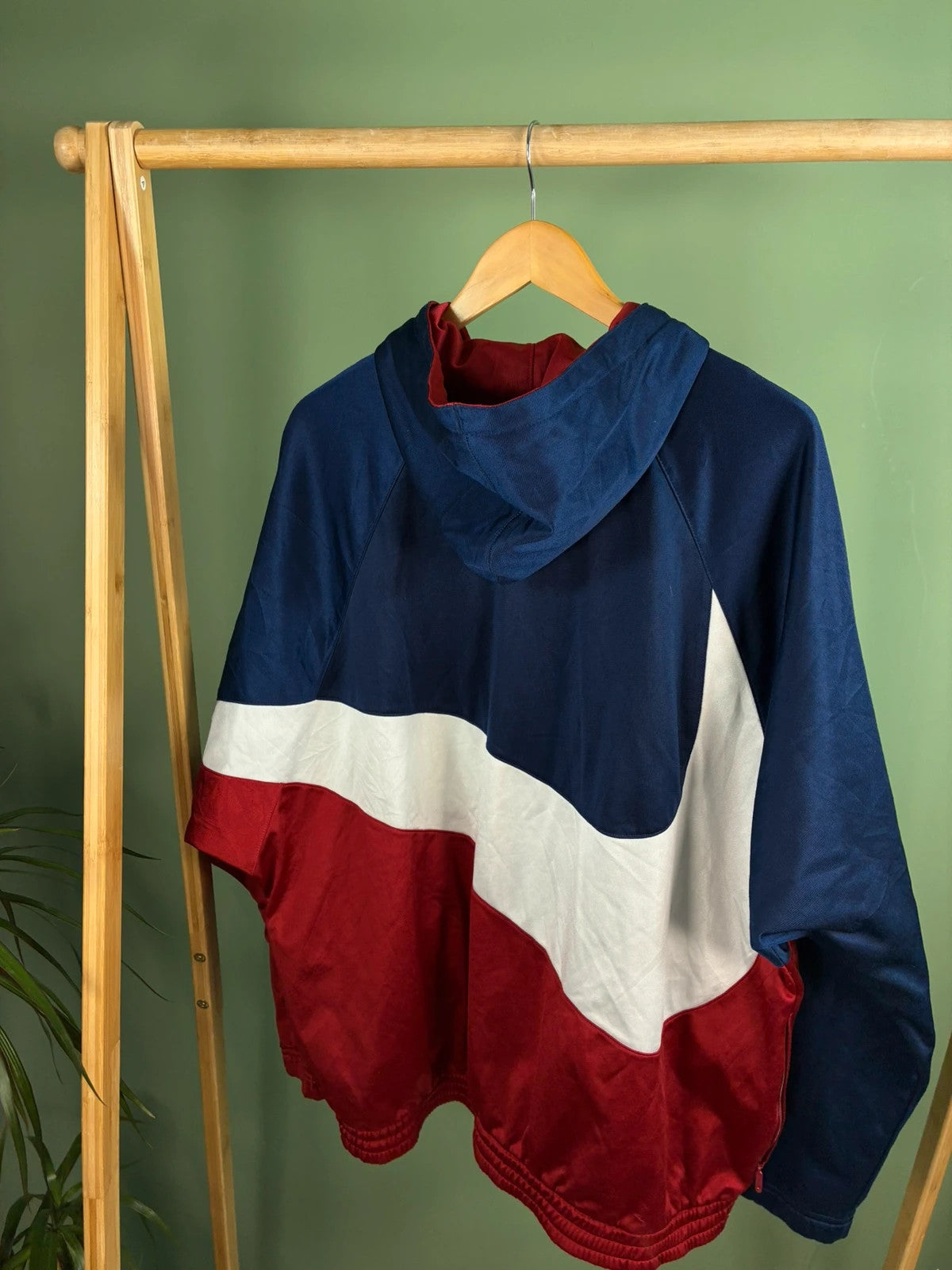 Vintage 90s Nike hooded track jack maat L blauw heren