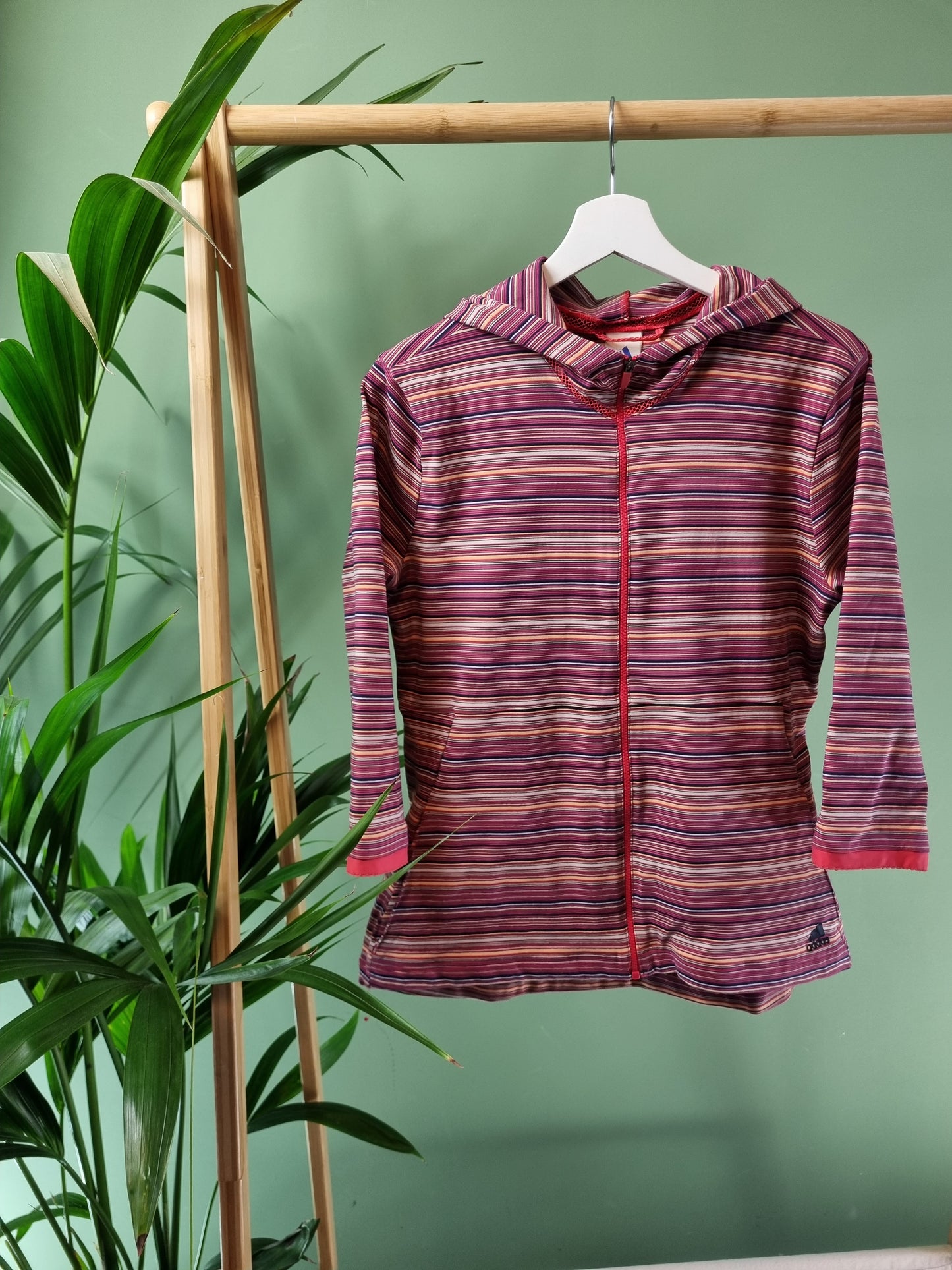 Adidas 90s Half Sleeve Hoodie Met Rits Dames | Rood | Maat L