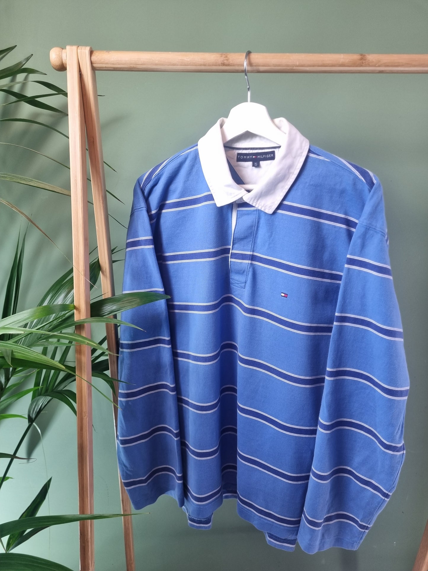 Tommy Hilfiger stripes long sleeve polo maat XL