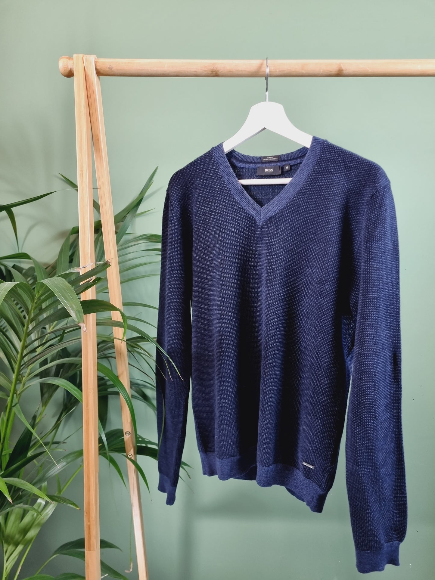 Hugo Boss V-Neck Trui Heren | Blauw | Maat S