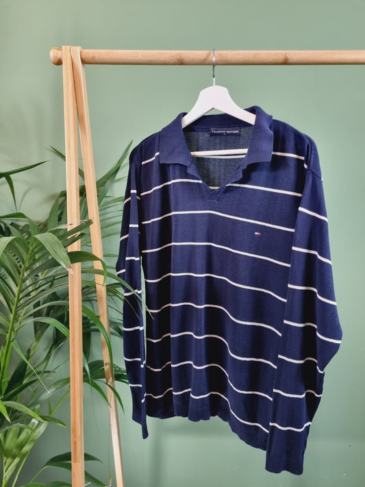 Tommy Hilfiger striped polokraag trui maat L