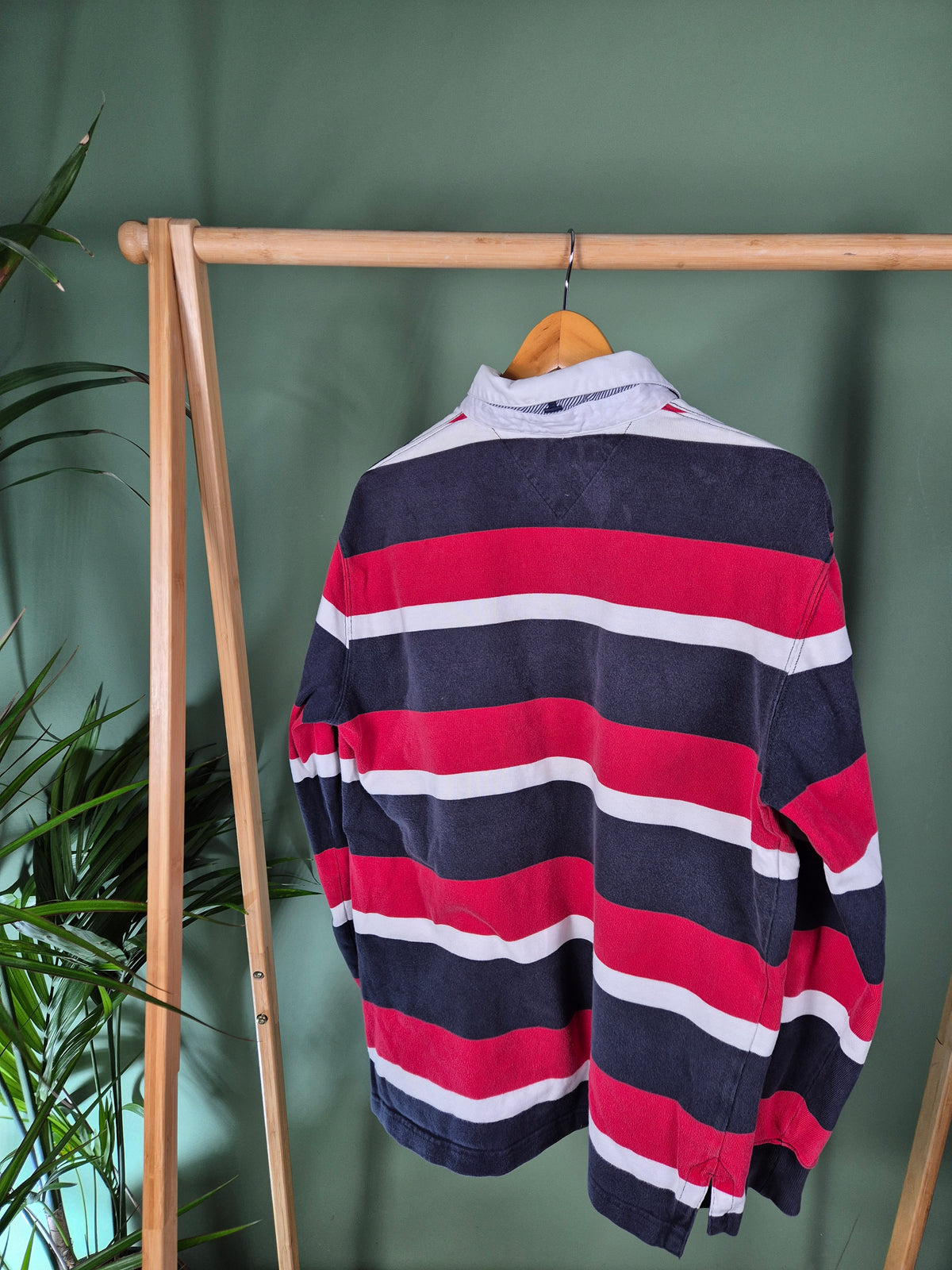 Tommy Hilfiger Striped LS Polo Heren | Rood | Maat L