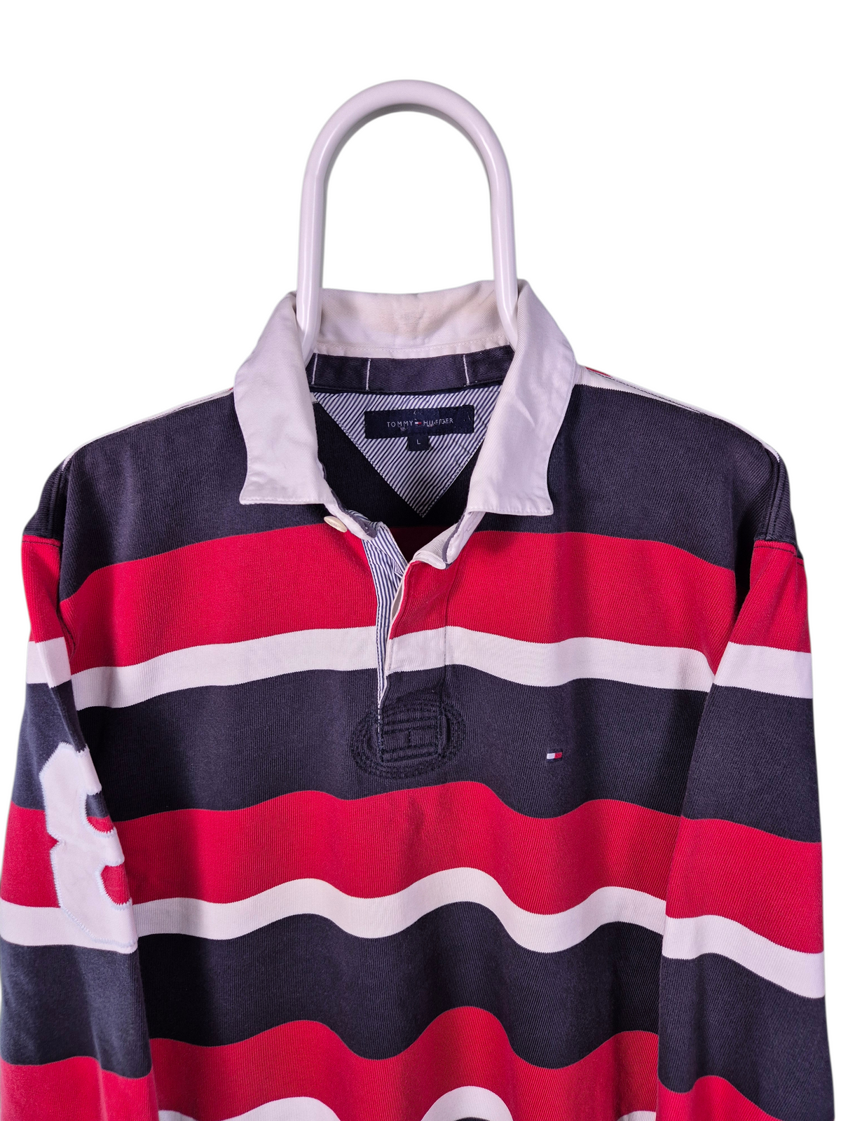 Tommy Hilfiger Striped LS Polo Heren | Rood | Maat L