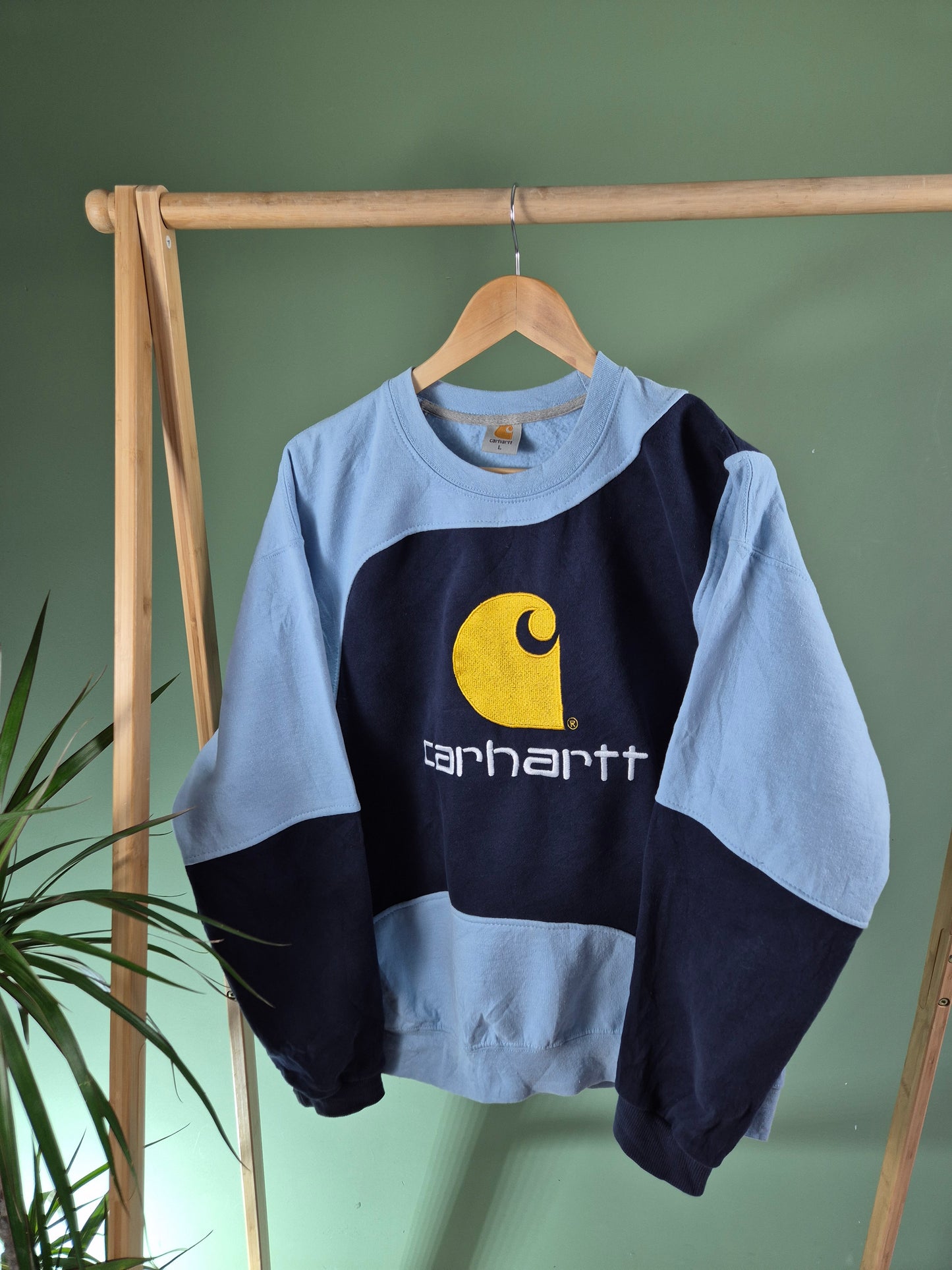 Carhartt Big Logo Rework Sweater Heren | Blauw | Maat L