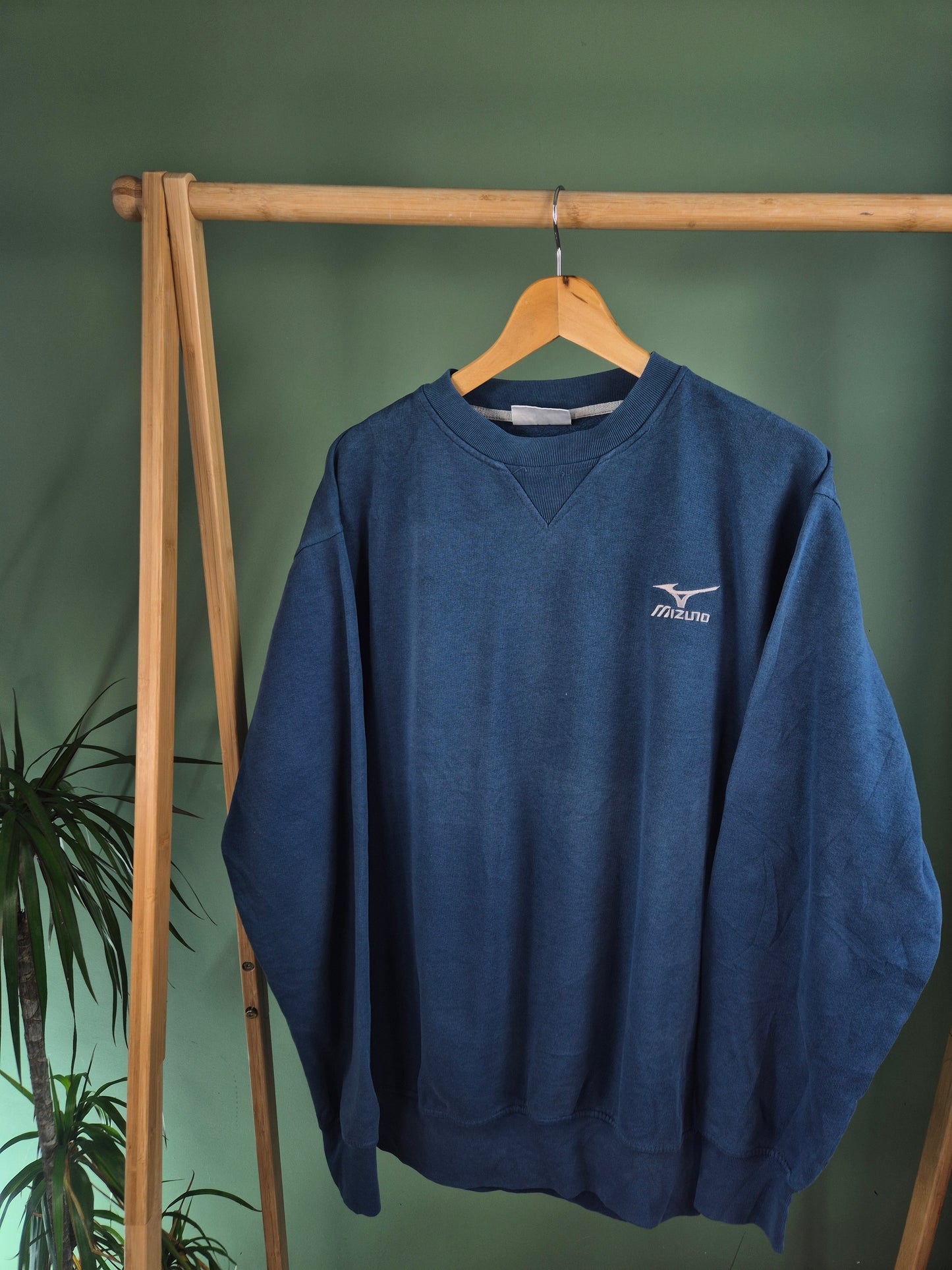 Mizuno 90s Chest Logo Sweater Heren | Blauw | Maat XL