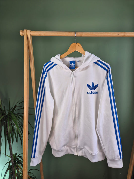 Adidas 3 Stripes Hoodie Met Rits Heren | Wit | Maat L