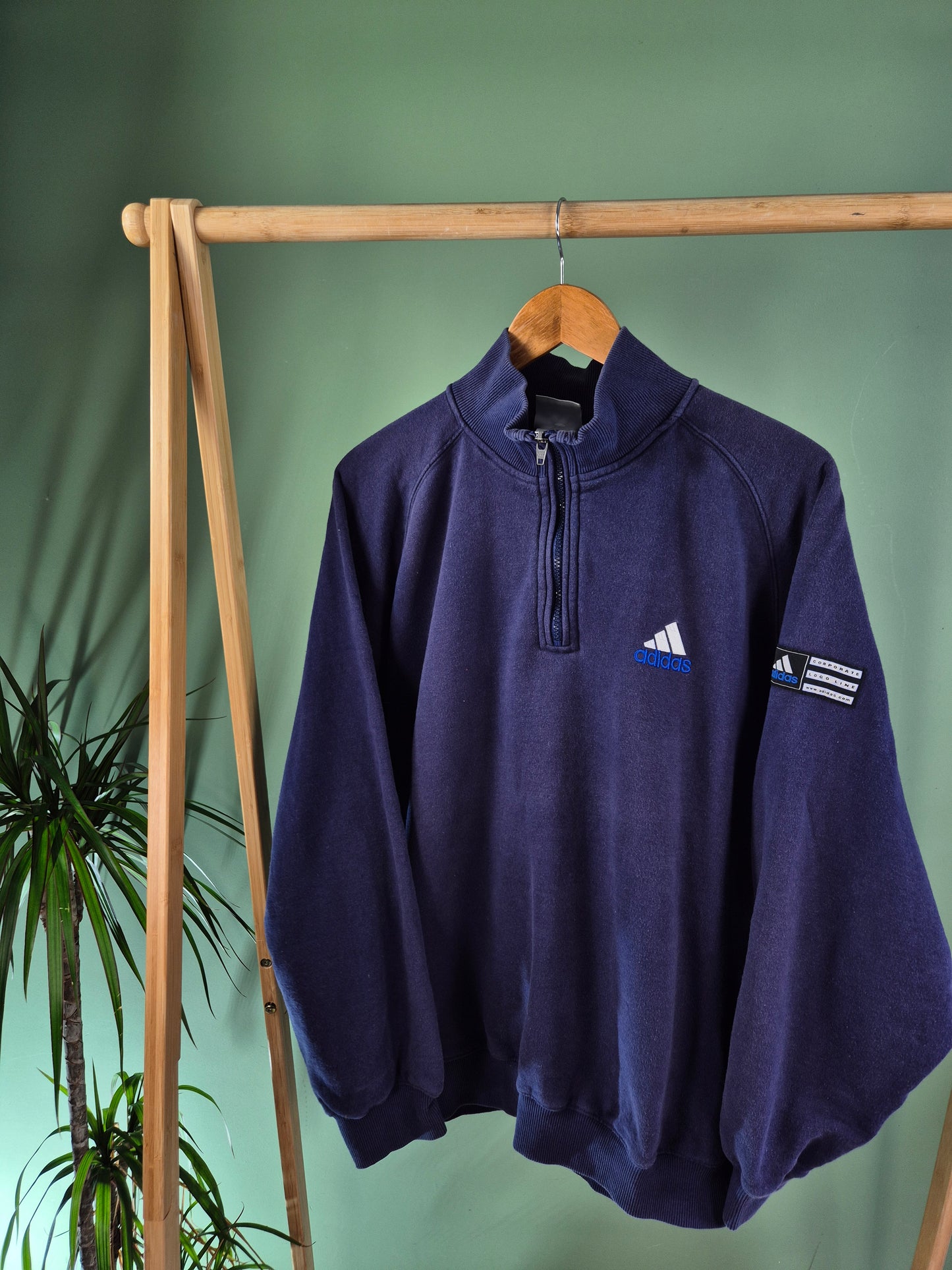 Adidas 90s Quarter Zip Sweater Heren | Blauw | Maat L