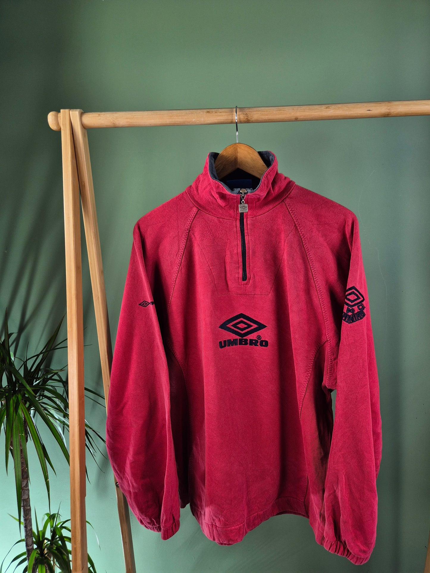 Umbro 90s Quarter Zip Sweater Heren | Rood | Maat M