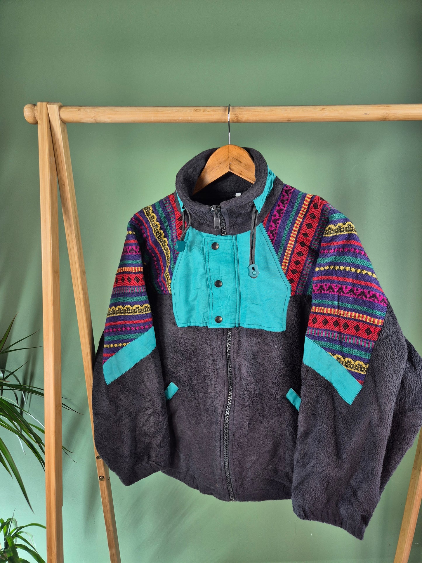 Crazy Fleece 90s Sweater Dames | Zwart | Maat S