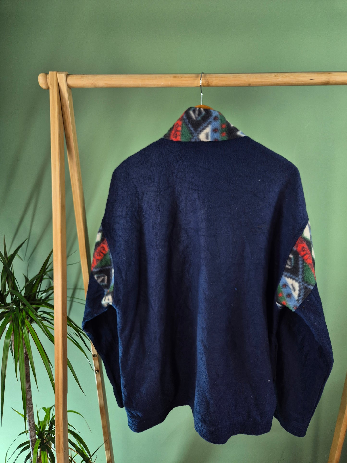 90s Quarter Zip Fleece Sweater Heren | Blauw | Maat L